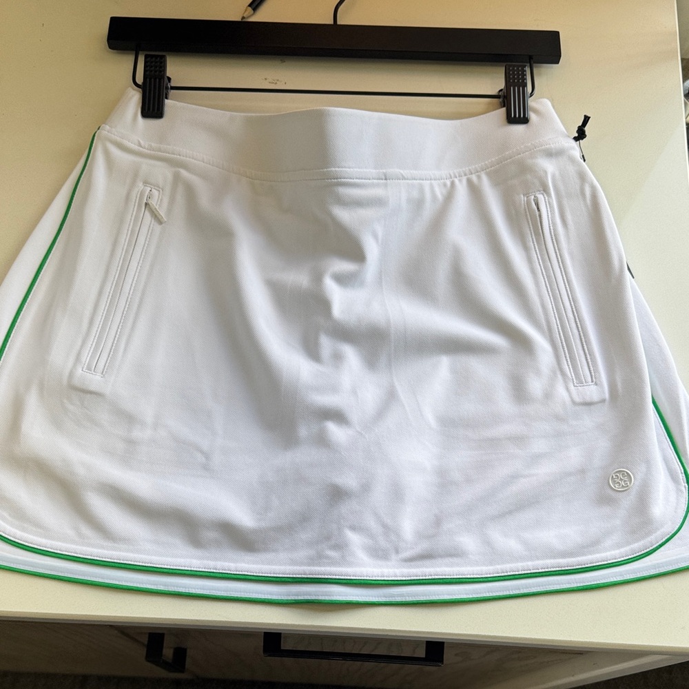 White Athletic Skort with Green Trim